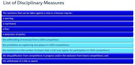 UEFA FFP misure disciplinari