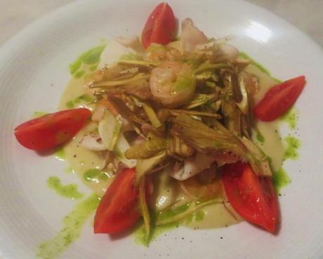 crema di finocchi con insalata di mare