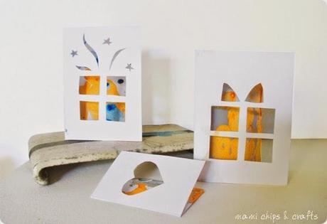 Biglietti con scarti di cartoncino e smalti colorati,  guest post Mami Chips & Craft – DIY marble cards with nailpolish left overs