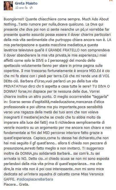 Grande Fratello 13: Greta Maisto litiga con Barbara D’Urso a Pomeriggio 5 – Il video