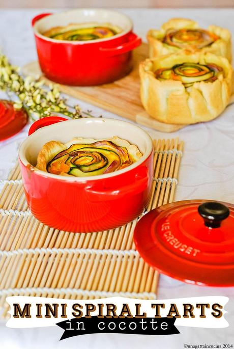 Mini spiral tarts in cocotte