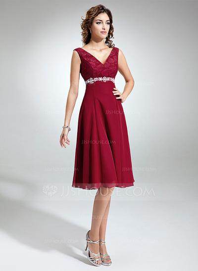 http://www.jjshouse.com/Empire-V-Neck-Knee-Length-Chiffon-Lace-Mother-Of-The-Bride-Dress-With-Sash-Beading-Appliques-008005639-g5639