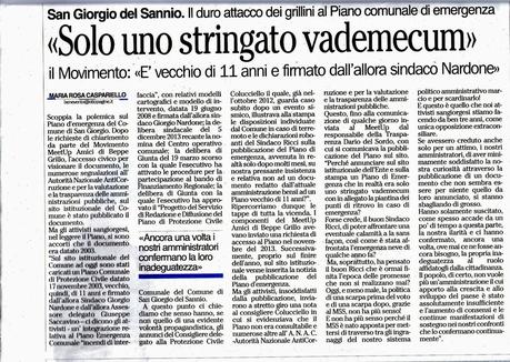 Il Piano di Emergenza Comunale annunciato dal Sindaco non esiste e allora viene pubblicato un Piano della prima amministrazione Nardone vecchio, ormai, di 11 anni!!