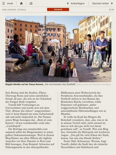 Grande articolo sul degrado a Roma nel Der Spiegel di oggi in edicola. Il più grande settimanale d'Europa condanna la gestione della città