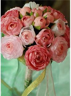 Warm Light Pink-red Silk Cloth Wedding Bridal Bouquet
