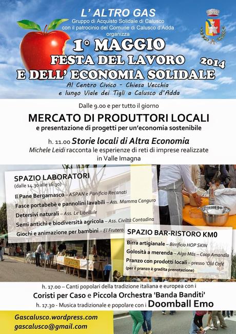 Festa del lavoro: primo maggio mercatino dei produttori locali a Calusco d'Adda