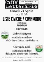 FIDENZA, LISTE CIVICHE: OGGI AL CAFFE' LETTERARIO SE NE PARLA CON GABRIELE , GIOVANNA E MARIO