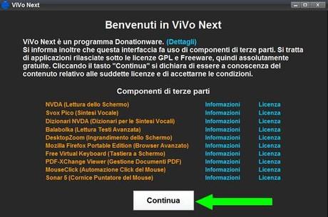 ViVo Next schermata di benvenuto