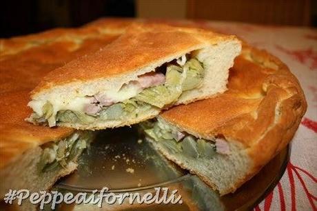 Focaccia rustica con carciofi.