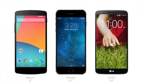 Nexus 5, iPhone 6, LG G2