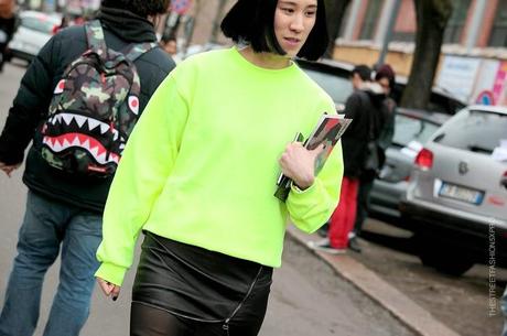 In the Street...Eva Chen in Fluo+black and Metalizzed+white