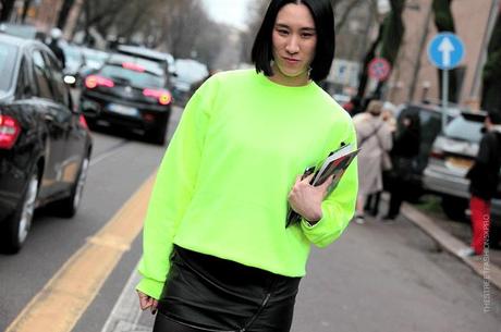 In the Street...Eva Chen in Fluo+black and Metalizzed+white