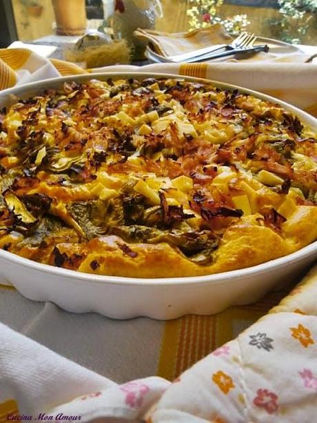 Torta Salata con Carciofi, Prosciutto e Provolone