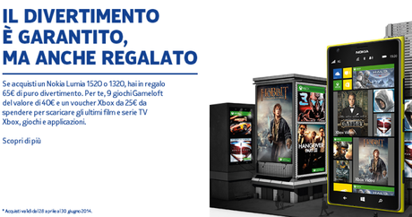 promozione 690x364 Nokia   acquistando un Lumia 1320 o 1520 si ricevono 65 € tra giochi e gift!