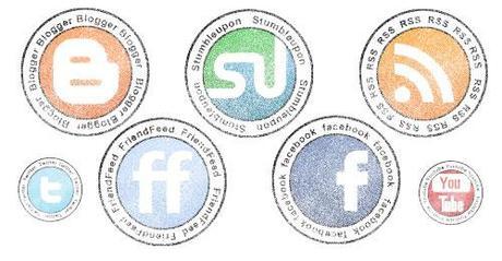 32 icone social network con effetto timbro 32 icone social network con effetto timbro