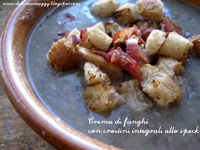 Crema di funghi con crostini integrali allo speck