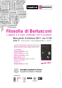 Presentazione del libro “Filosofia di Berlusconi. L’essere e il nulla nell’Italia del Cavaliere” (Ed. Ombre Corte)