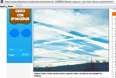 Il Daily Mail afferma che le scie degli aerei possono coprire vaste zone di una nazione, ma allora sono scie chimiche!