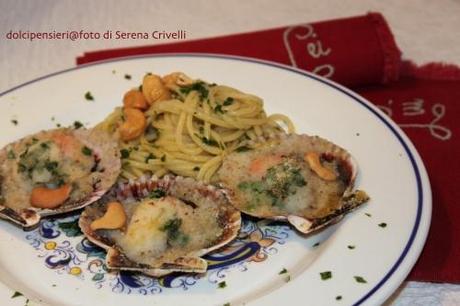 CAPESANTE AL FORNO CON NIDO D’AMORE DI SPAGHETTI di Dolcipensieri