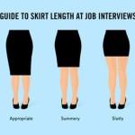 La scala con la lunghezza della gonna giusta da indossare per ottenere un lavoro: (da sinistra) conservatrice, appropriata, estiva, provocante e.... il posto è tuo!