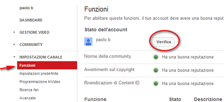 verifica account youtube