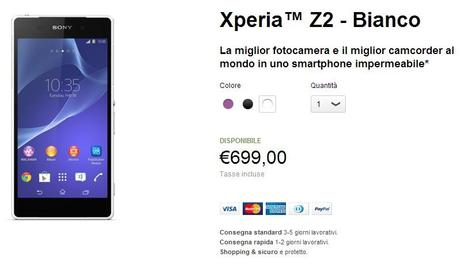 Finalmente disponibile il Sony Xperia Z2 sull'e-store italiano