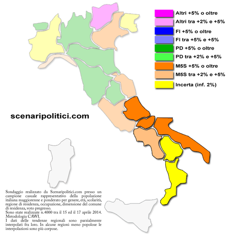 Sondaggio EUROPEE Circ MERIDIONALE 19 aprile