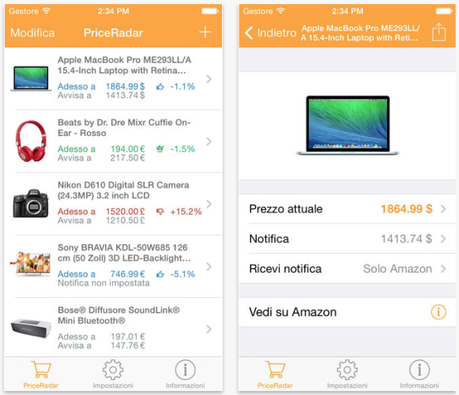 Screenshot 2014 05 03 16.16.26 581x500 Nuovo Contests:  ben 3 Cod.Redeem per l’App “PriceRadar” applicazione per monitorare gli sconti sul sito Amazon!!