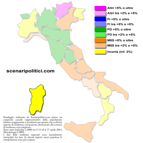 Sondaggio SARDEGNA 19 aprile