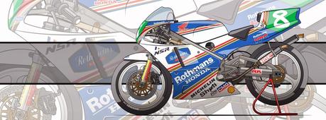 Motorcycle Art - Honda NSR 250 GP 1990 by Evan DeCiren