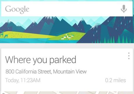 Google Now parcheggio automobile