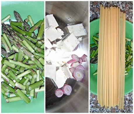 Spaghetti quadrati alla fonduta di feta e asparagina