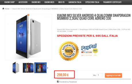 Xiaomi Mi3 Silver Android 4 Qualcomm Snapdragon MSM800 2 3Ghz Quad Core Adreno 330 Smartphone Xiaomi Android Italia 600x386 Xiaomi Mi3 16 GB disponibile a 298 euro su XiaomiShop.it smartphone  Xiaomi Mi3 