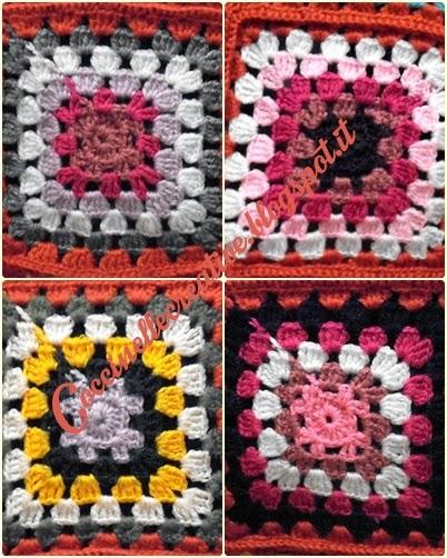 Coperta / Copriletto patchwork realizzata a mano a uncinetto in lana.