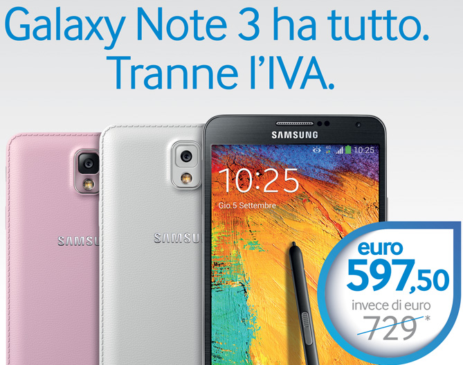 note 3 iva Galaxy Note 3, Samsung toglie lIva: sconto di 132€ smartphone  samsung iva galaxy note 3 