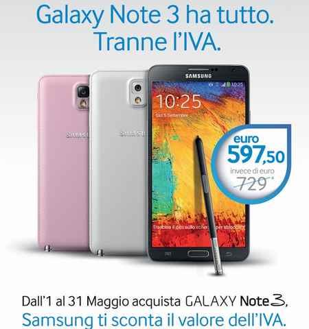 Samsung Note 3 Super sconto ! Dal prezzo viene scontata l’IVA del 22%