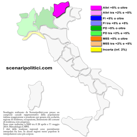 Sondaggio TRENTINO ALTO ADIGE 3 maggio