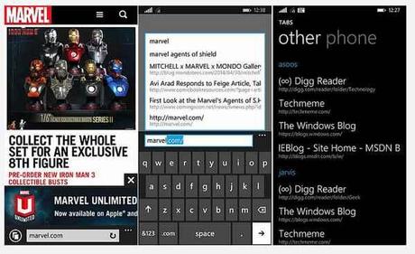 Internet Explorer 11 per Nokia Lumia Windows Phone 8.1 Microsoft Mobile