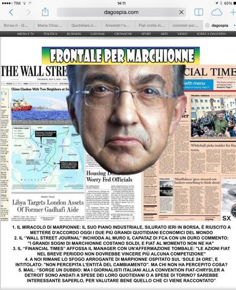 The Wall Street Journal ed il Finalcial Time danno ragione a noi di Losangelinews: il piano di Marchionne  è un sogno.