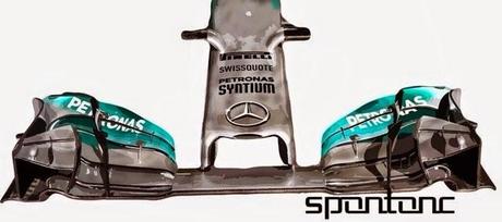 Gp. Spagna: piccoli interventi sull'ala anteriore della Mercedes
