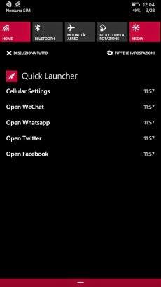 Quick Launcher | Un avvio rapido per i device WP8.1 a certe applicazioni e impostazioni della rete 3G/4G