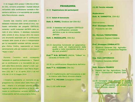 A Rende, workshop-tavola rotonda su certificazione varietale fitosanitaria dell’olivo e tracciabilità dei prodotti di filiera.