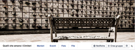 La cover di Quelli che amano i cimiteri, gruppo facebook con 710 membri.