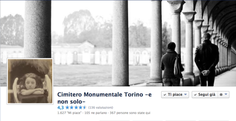 La cover di Cimitero Monumentale Torino –e non solo–, pagina facebook con oltre 1630 fans.