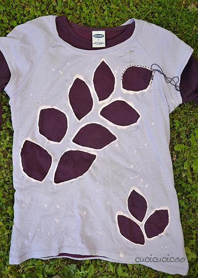 Layered reverse applique t-shirts: covering stains and holes