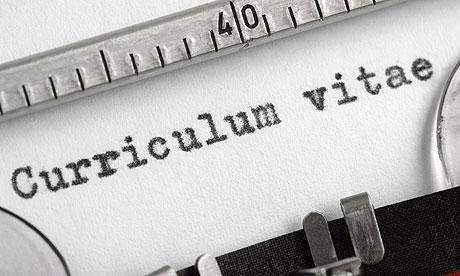 Curriculum vitae written on typewriter