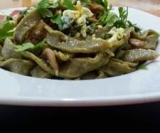 Bimby, Fettuccine agli Spinaci Rossi con Funghi e Pancetta