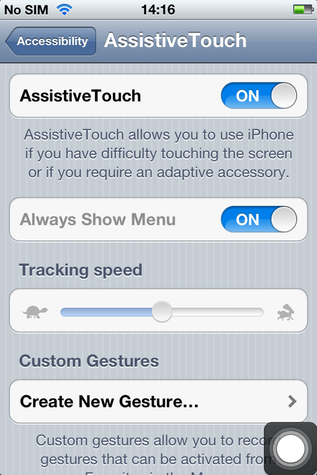 Con l'opzione Assistive Touch puoi creare i propri gesti sul tuo iPhone.