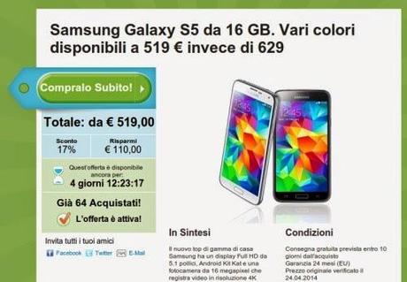 Offerta Samsung Galaxy S5 a 519 euro da Groupon