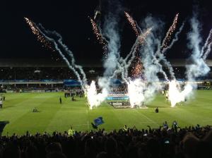 Leinster festeggia la conquista della Amlin Challenge Cup alla RDS nel 2013 - mia foto